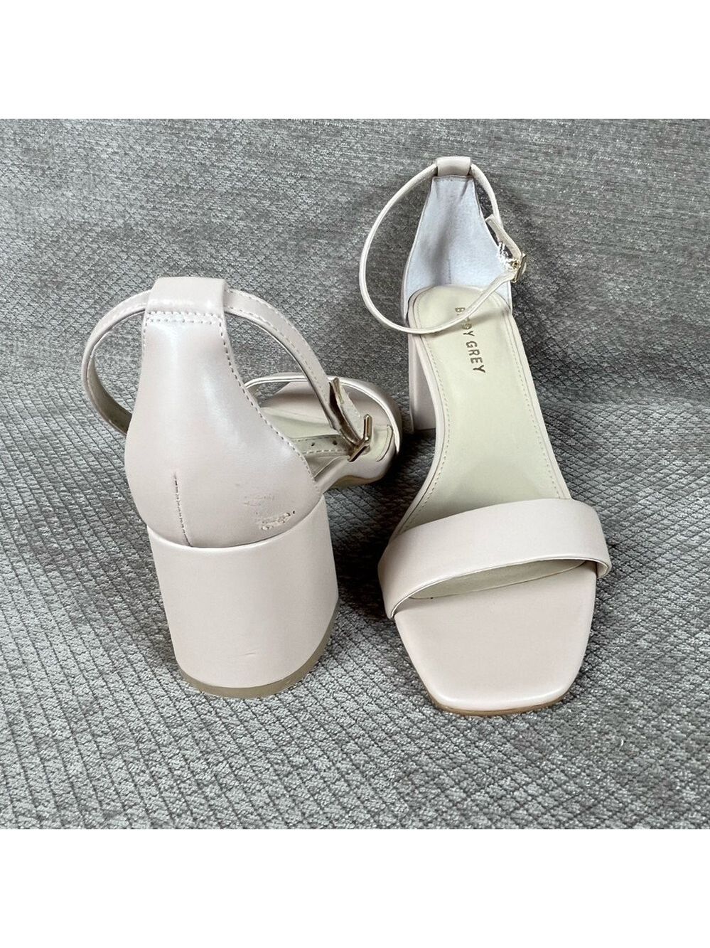Birdy Grey Beige Block Heel Sandals size 8 EUC